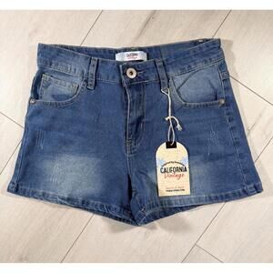 NWT California Vintage Light Blue Distressed  Denim jean  Shorts Size 7